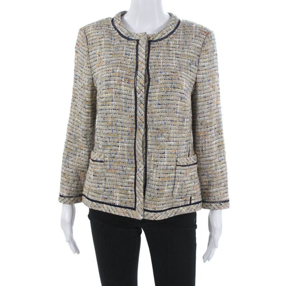 Rena Lange Women Basic Jacket Multicolor Viscose Long Sleeve Hook Eye Size 8